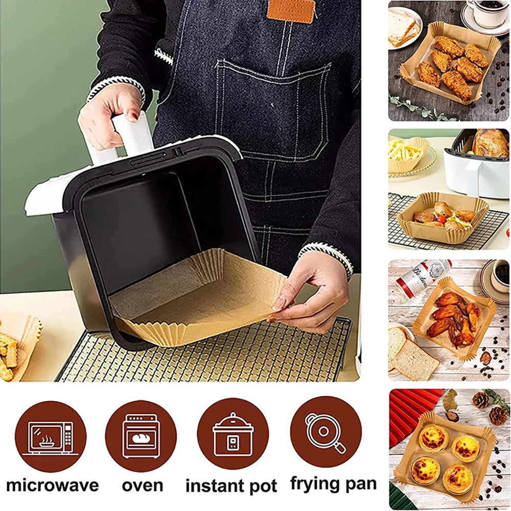 Large Air Fryer Disposable Paper Liner Square 23cm