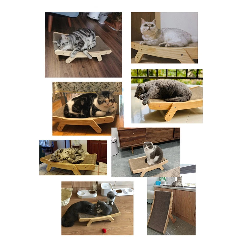 Cat Scratcher Board Wooden Frame Scratching Bed 3 In 1 Scratching Post beunik