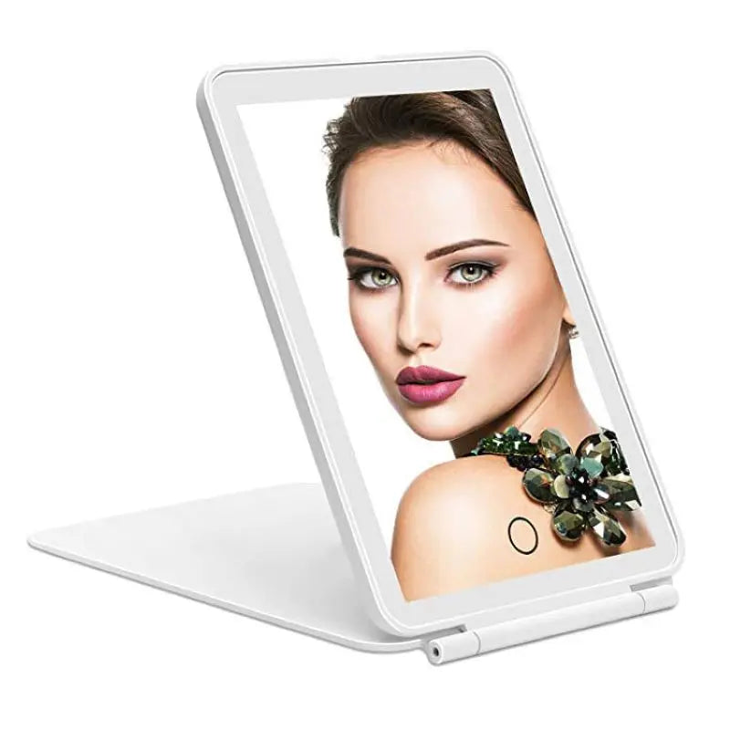 Portable Vanity Lamp Folding Cosmetic Mirror Touch Screen Makeup Mirror With LED Lamp USB Rechargeable beunik