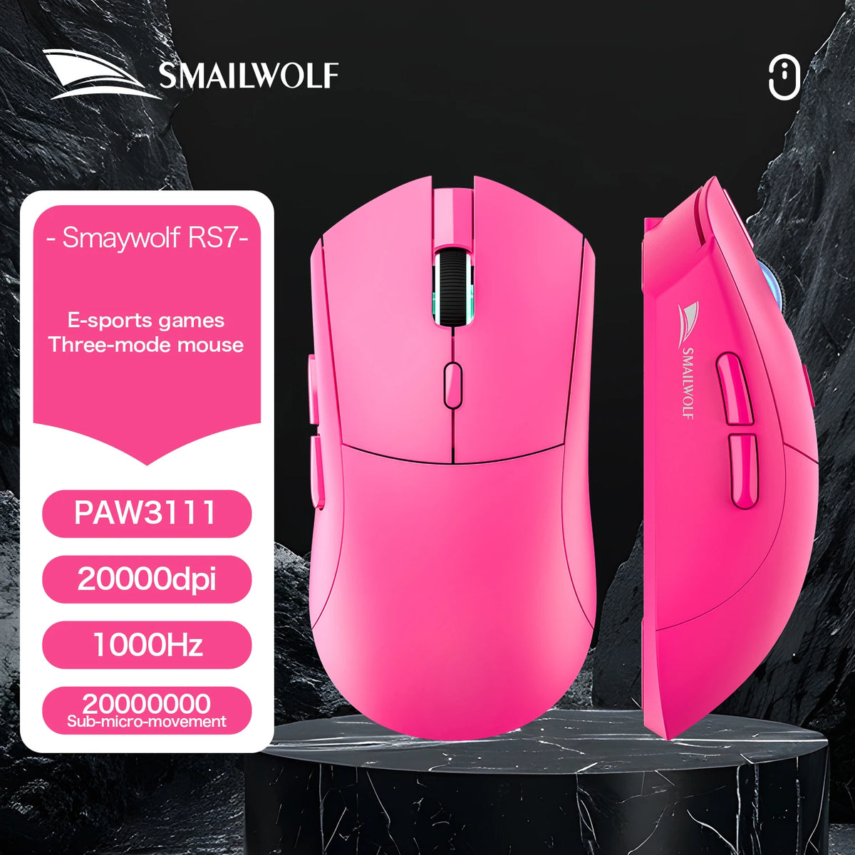 SMAILWOLF RS7 Bluetooth wireless gaming mouse PAW3311 beunik