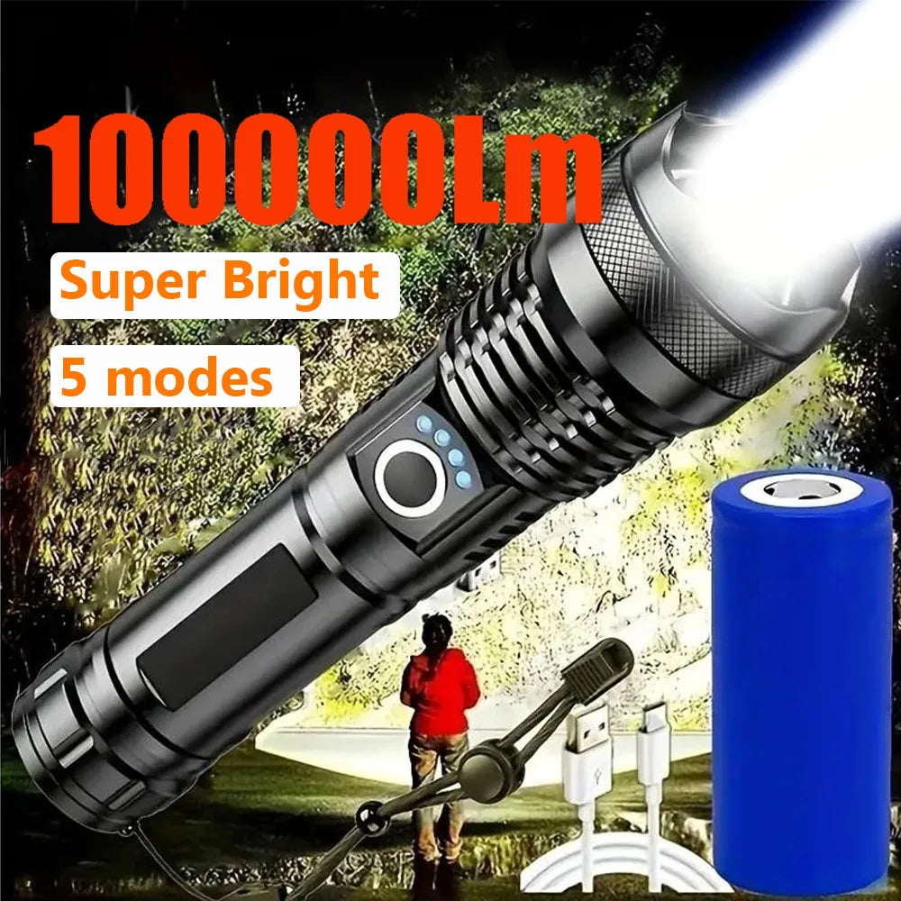 Outdoor High Power LED Flashlight Rechargeable Torch Tactical Lantern beunik