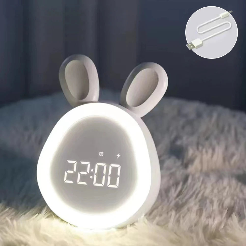 Kids Rabbit Alarm Clock With Night Light Stepless Dimming beunik