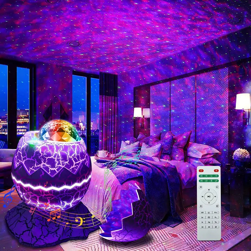 Dino-Galaxy Dreamscape: Bluetooth Speaker Night Light with Nebula Projection – Perfect Kids' Room Decor & Gift beunik