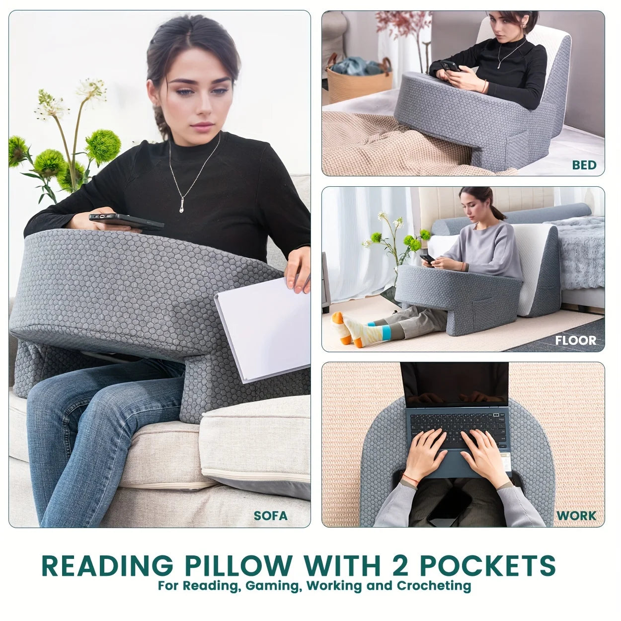 Soft Reading Pillow Arm Rest Lap Desk Pillow for Gaming and Working beunik