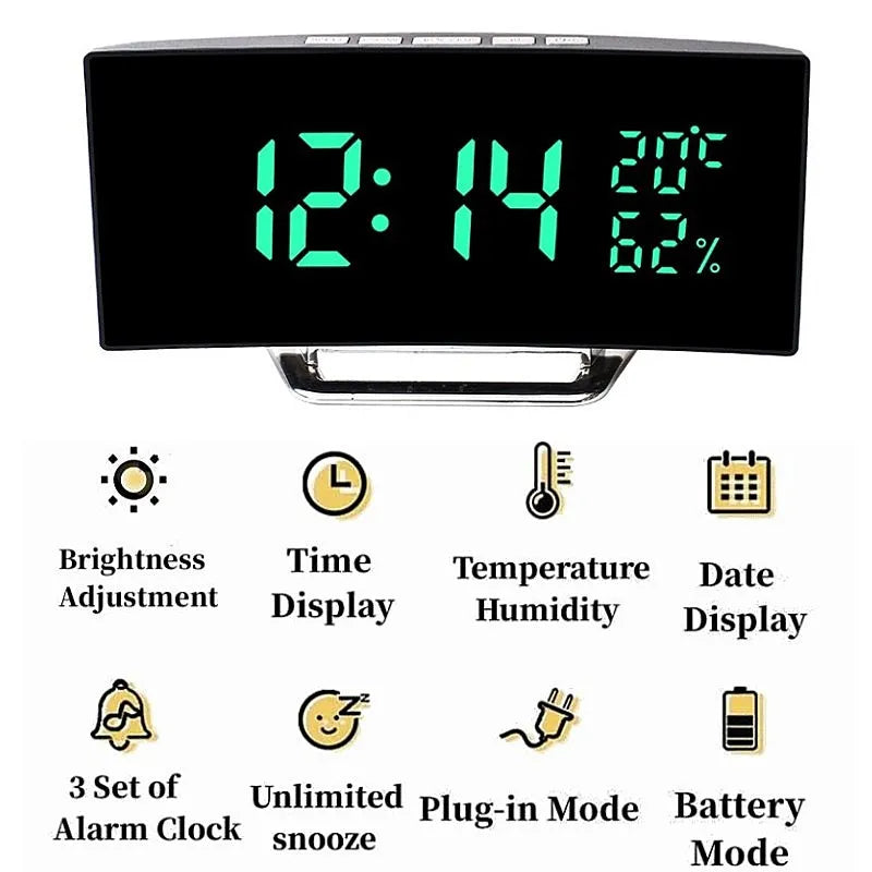 Curved Screen Digital Alarm Clock beunik