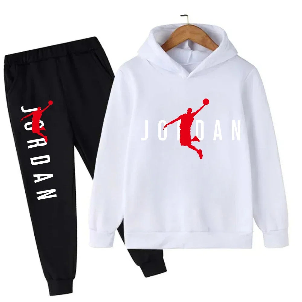 Kids Basketball Print Hoodie and Sweat pants – 2‑Piece Set