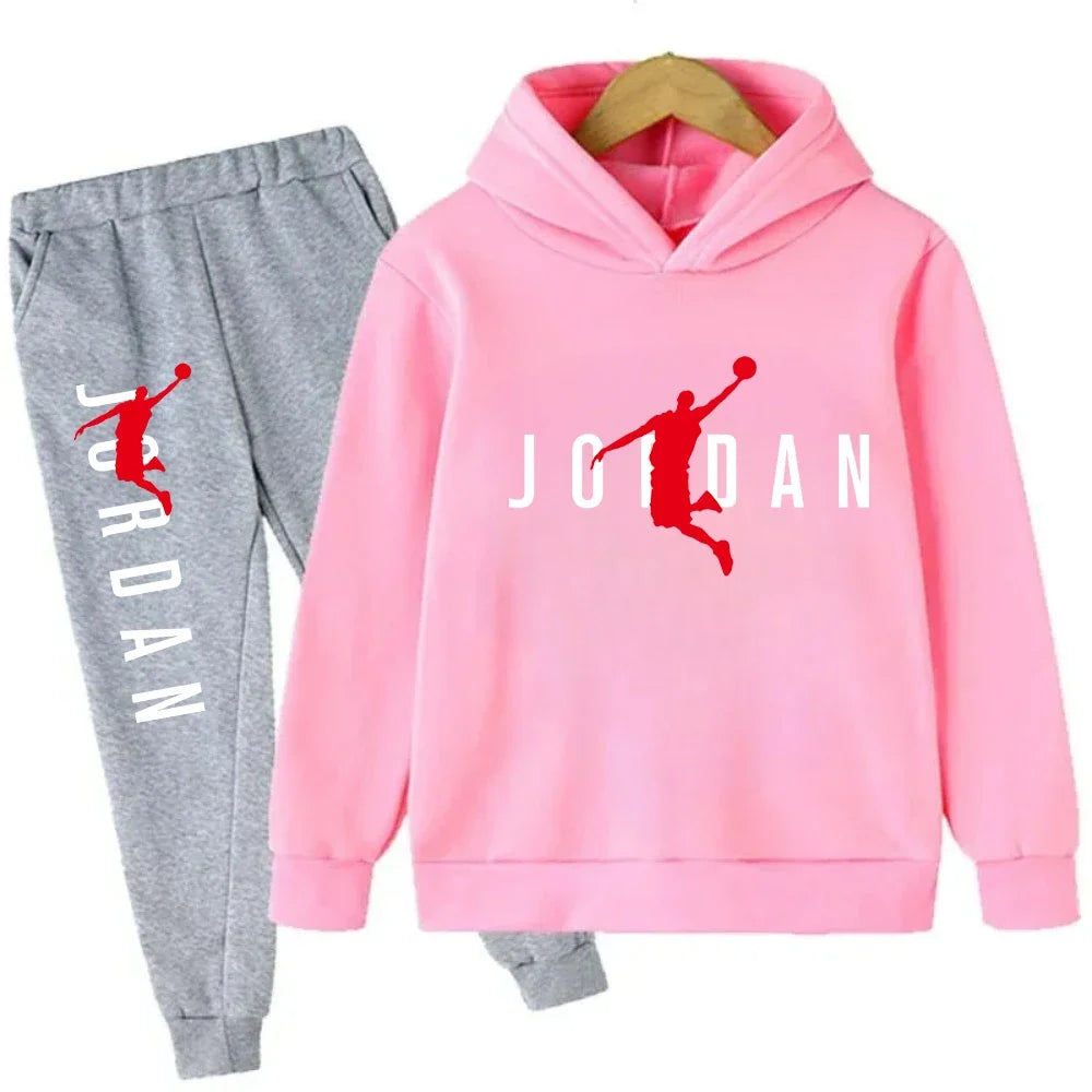 Kids Basketball Print Hoodie and Sweat pants – 2‑Piece Set