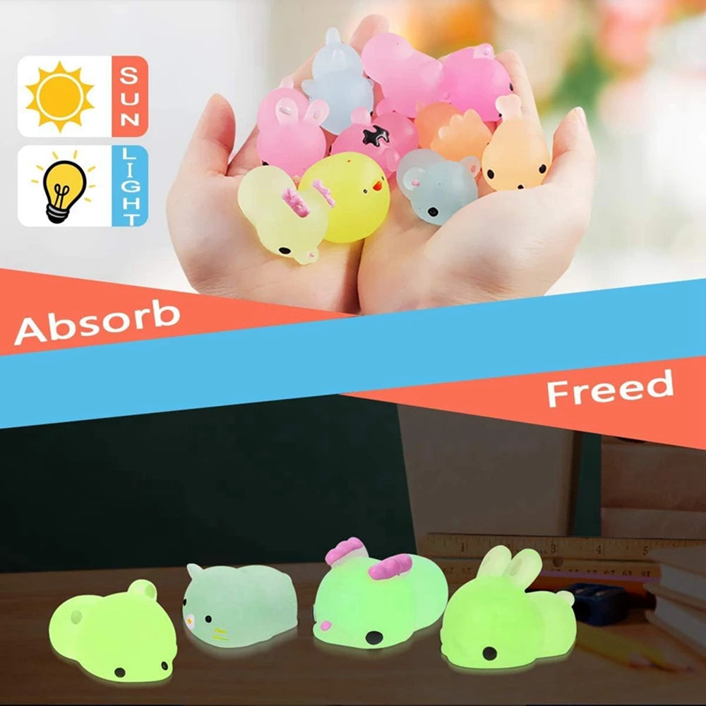 Kids Kawaii Animals Squishies Mochi Squishy Toys Glow in The Dark (12/36PCS) beunik
