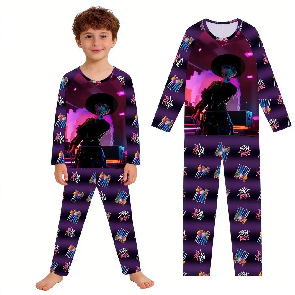 Kpop Long Sleeve Pyjama Set – 2 Piece Soft Cartoon Sleepwear (Ages 3–14)