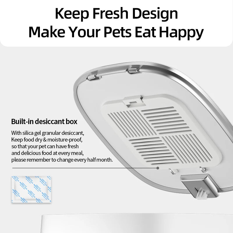 Automatic Pet Feeder Pet Smart Food Kibble Dispenser Remote Control Auto WiFi Double Feeder Cats Dogs beunik