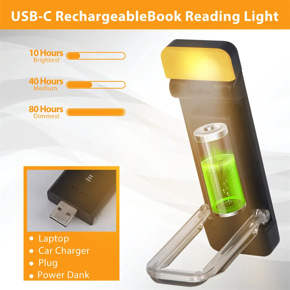 Clip-on Bookmark Book Light With Timer USB Rechargeable