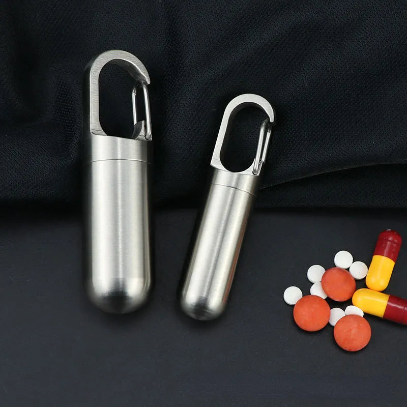 Portable Mini Stainless Steel Sealed Capsule Waterproof Pill Box