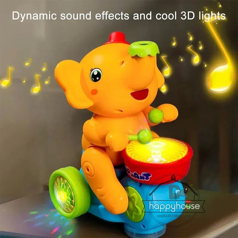 Musical Walking Elephant Drummer Toys for Kids Musical Toy with LED Light Music Sensory Learning Educational Toys beunik