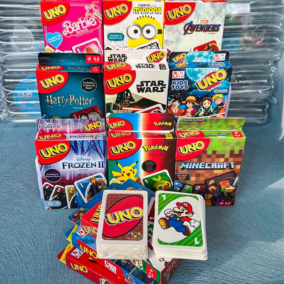 UNO FLIP! Pokemon  minecraft paw star wars mario harry potter minions barbie avengers one piece Board Game Anime Cartoon beunik