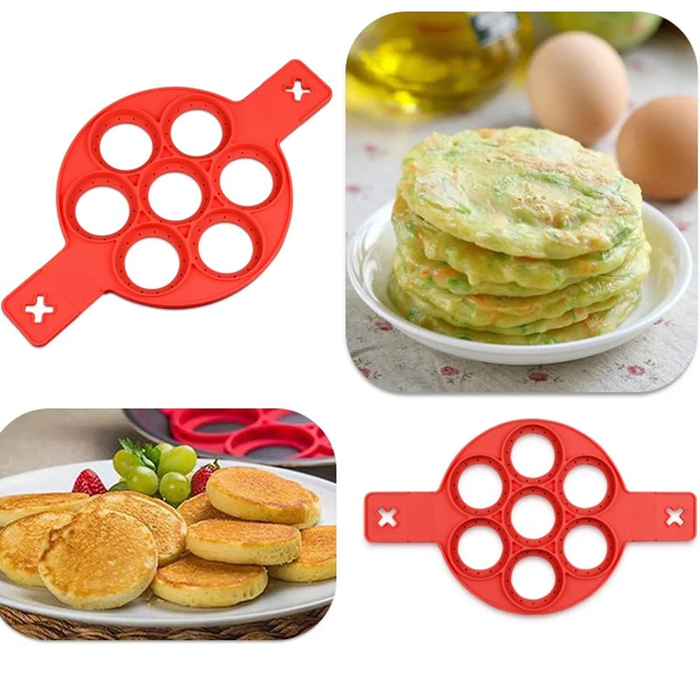  7 Holes Nonstick Baking Mold Silicone Pancake Maker Ring Fried Egg Molds for Cooking beunik