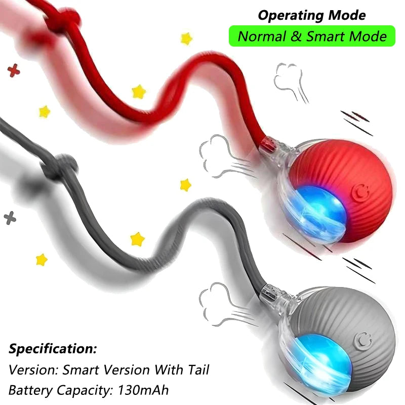Cat Interactive Ball Toy Automatic Rolling Ball Faux Tail Rechargeable Smart Pet Electric Toy beunik
