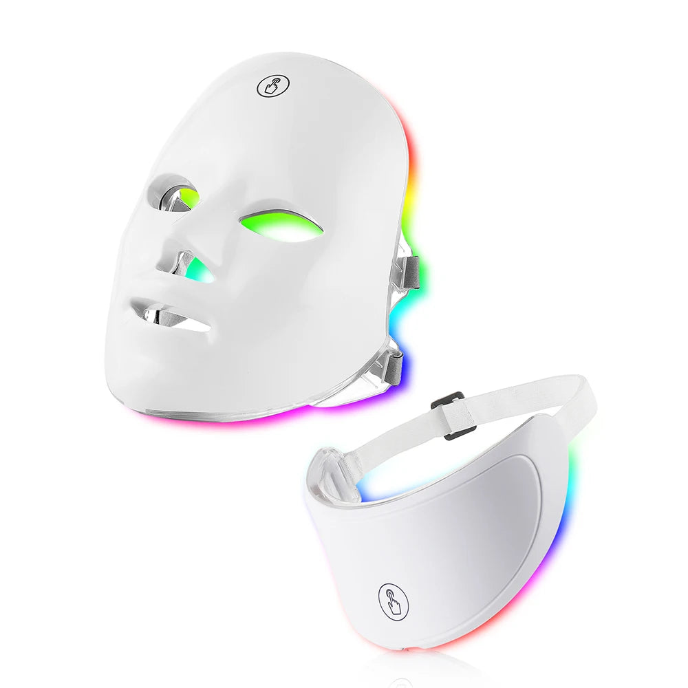 7 Colors Led Facial Mask With Neck Red Light Therapy Mask Anti-aging Bio-Light Beauty beunik