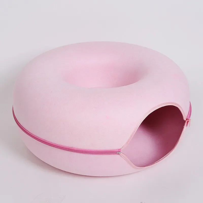 Donut Cat Bed Interactive Tunnel Pet Felt Indoor Toys beunik