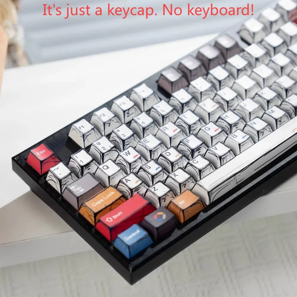 Manga Anime PBT Keycap Set – 136 Keys, Cherry Profile for Mechanical Gaming Keyboards