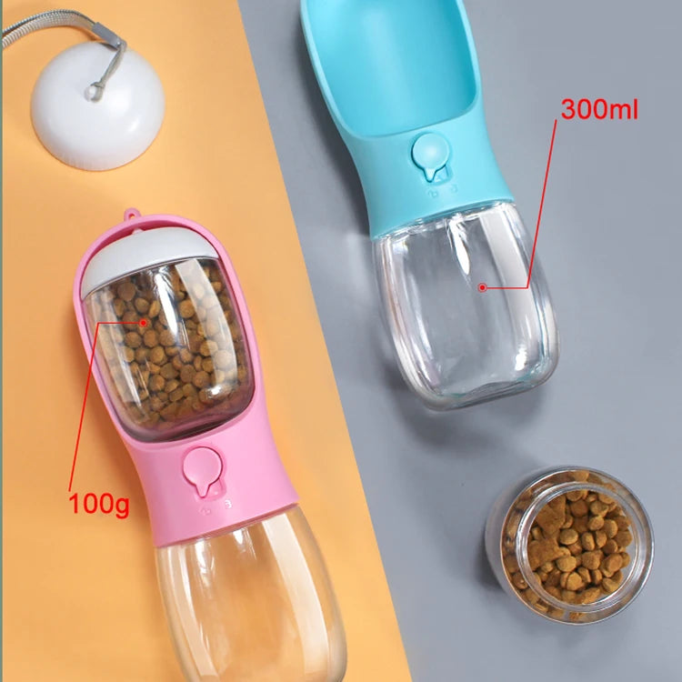 Pet Travel Companion: 2-in-1 Portable 300ml Water Bottle and Food Dispenser for Dogs and Cats beunik