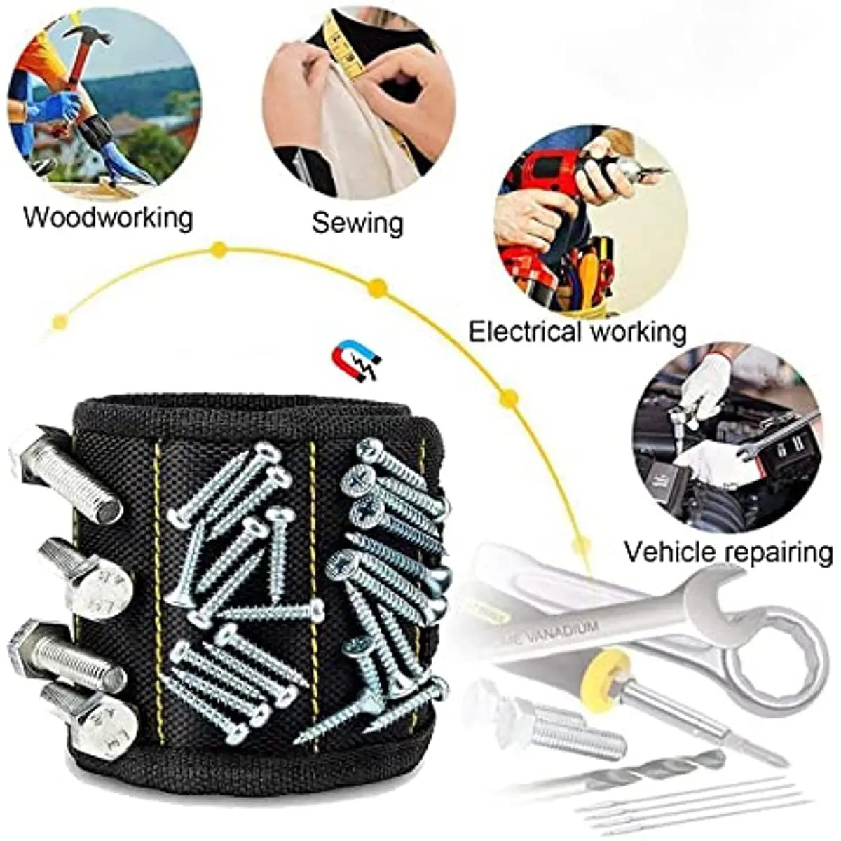 Magnetic Wristband for Holding Screws, Nails Drilling Bits, Wrist Tool Holder Belts beunik