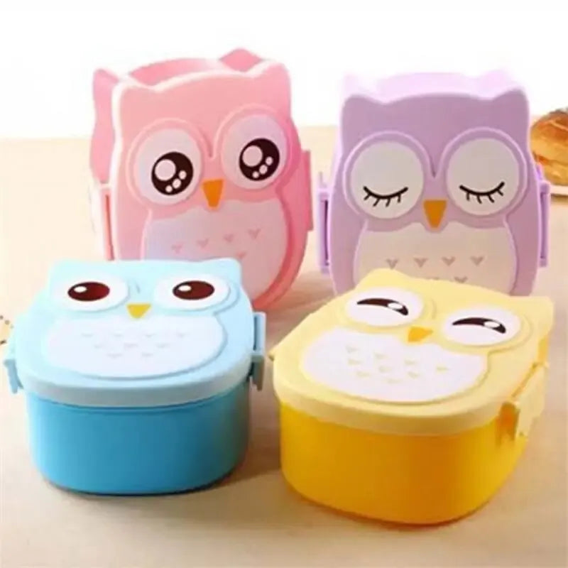 Baby Owl Portable Plastic Children Students Lunch Box Bento Box beunik
