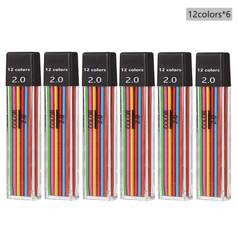 Mechanical Pencil Set 2.0 mm with 2B Black/Colors Lead Refill beunik