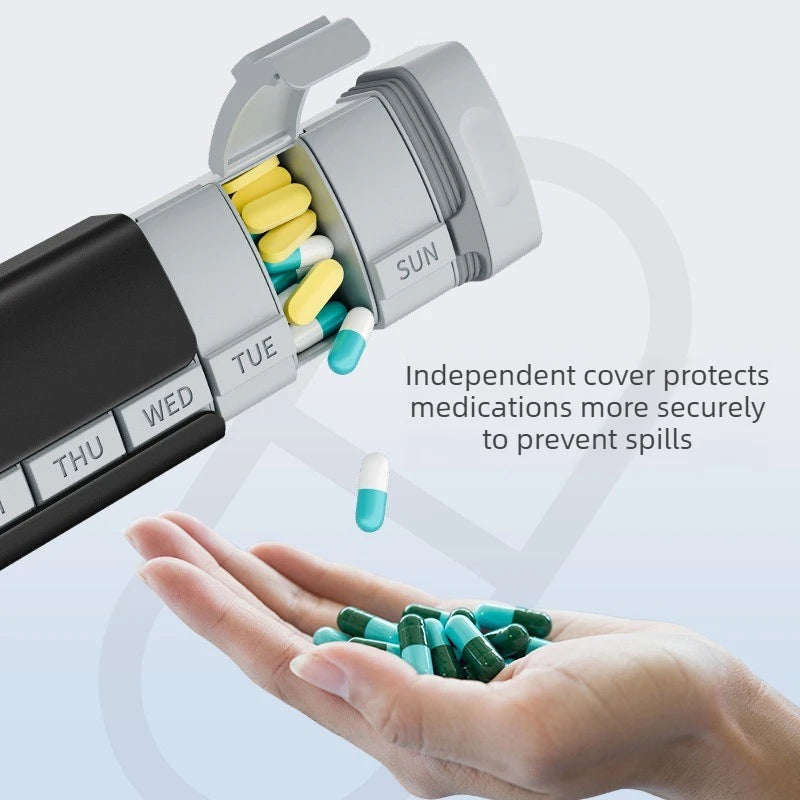 Pop-Open Pill Organizer – Aluminium Travel Case