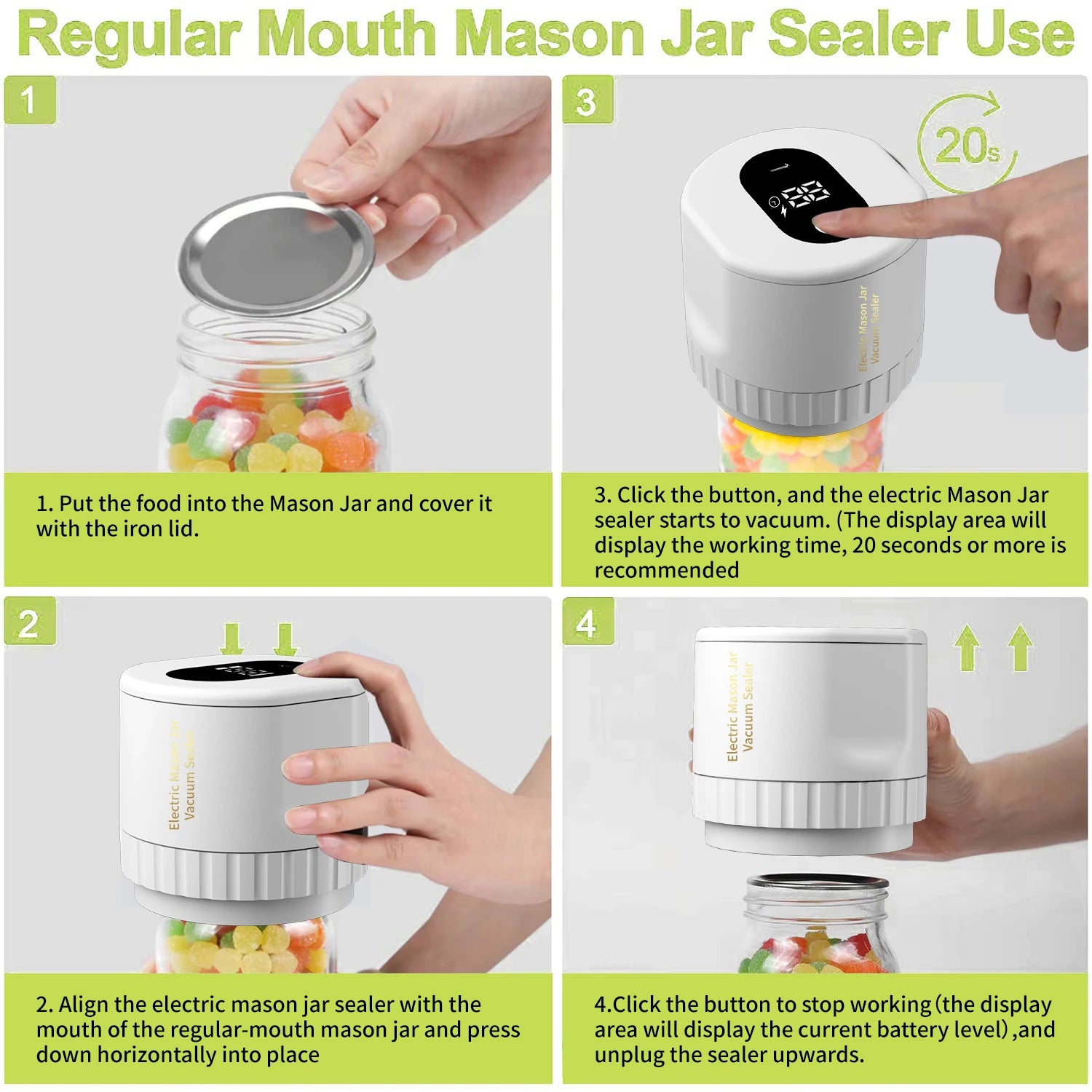 Electric Mason Jar Vacuum Sealer USB beunik