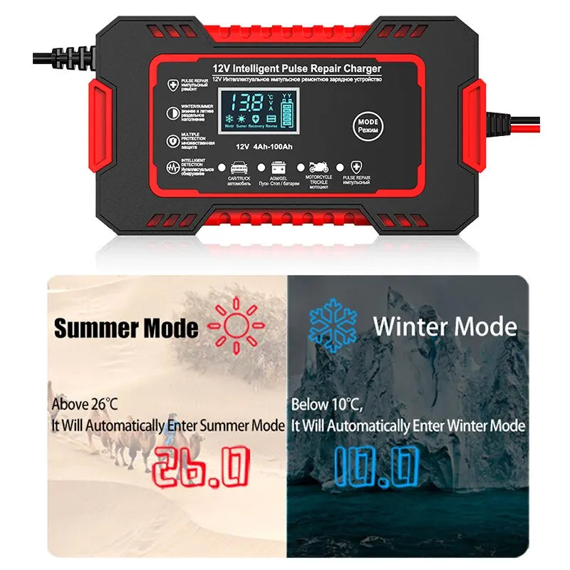 Car Battery Charger 12V 6A Pulse Repair LCD Display Smart Fast Charge beunik