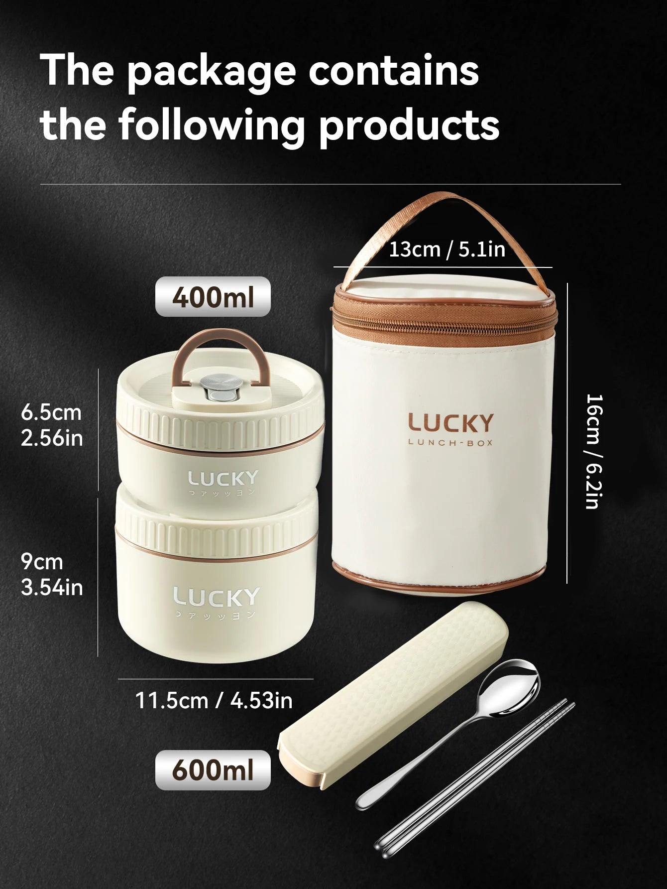 Beunik ThermoBento™ Lunch Box Set – 18/8 Stainless Steel Thermal Food Container with Insulated Bag