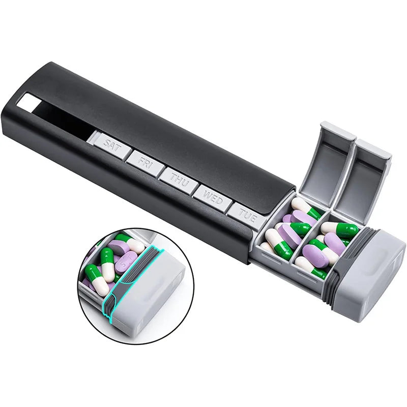 Pop-Open Pill Organizer – Aluminium Travel Case