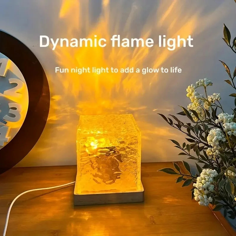 Dynamic Rotating Water Ripple Projector Night Light 3/16 Colors Flame Crystal beunik