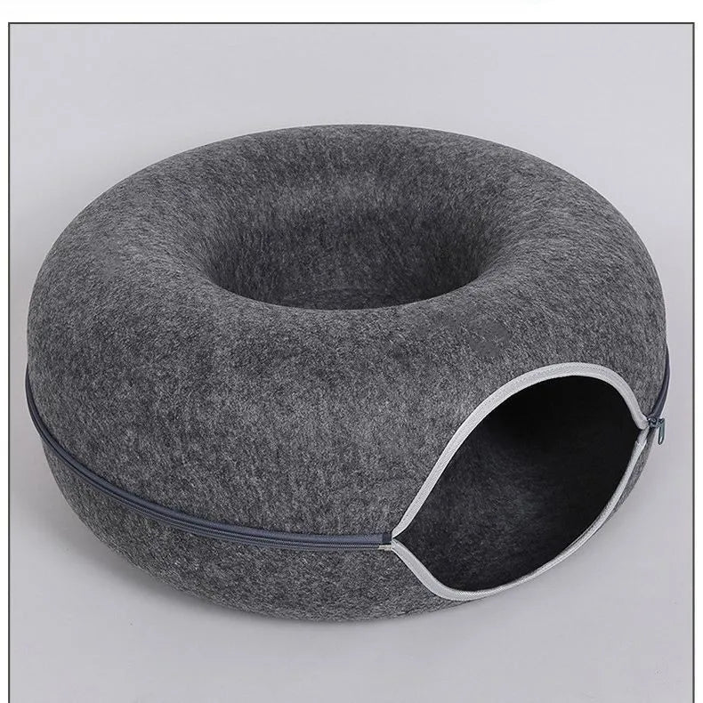 Donut Cat Bed Interactive Tunnel Pet Felt Indoor Toys beunik