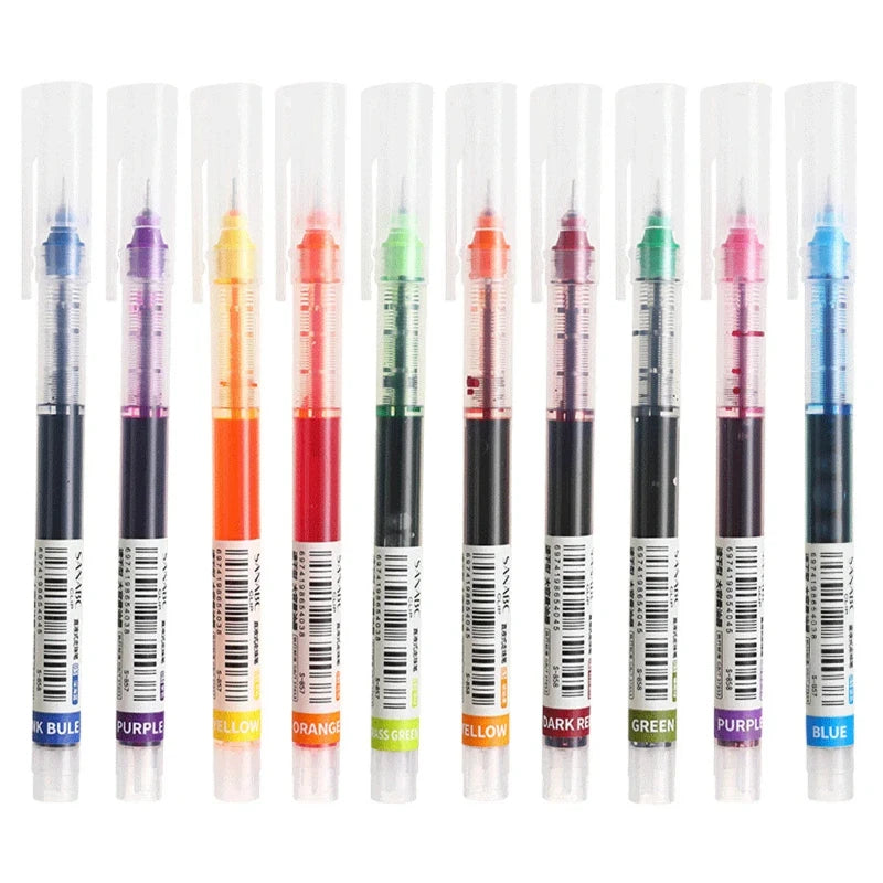 High Quality Needle Type Gel Pens Straight Liquid Ballpoint Pen (10Pcs/set) beunik