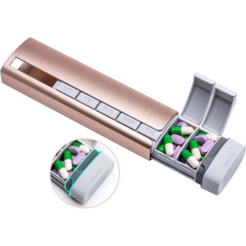 Pop-Open Pill Organizer – Aluminium Travel Case