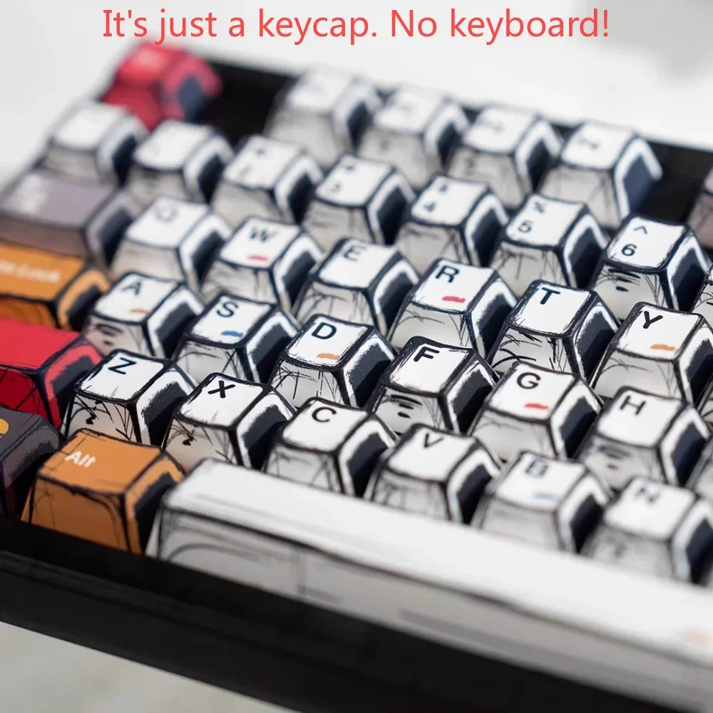 Manga Anime PBT Keycap Set – 136 Keys, Cherry Profile for Mechanical Gaming Keyboards