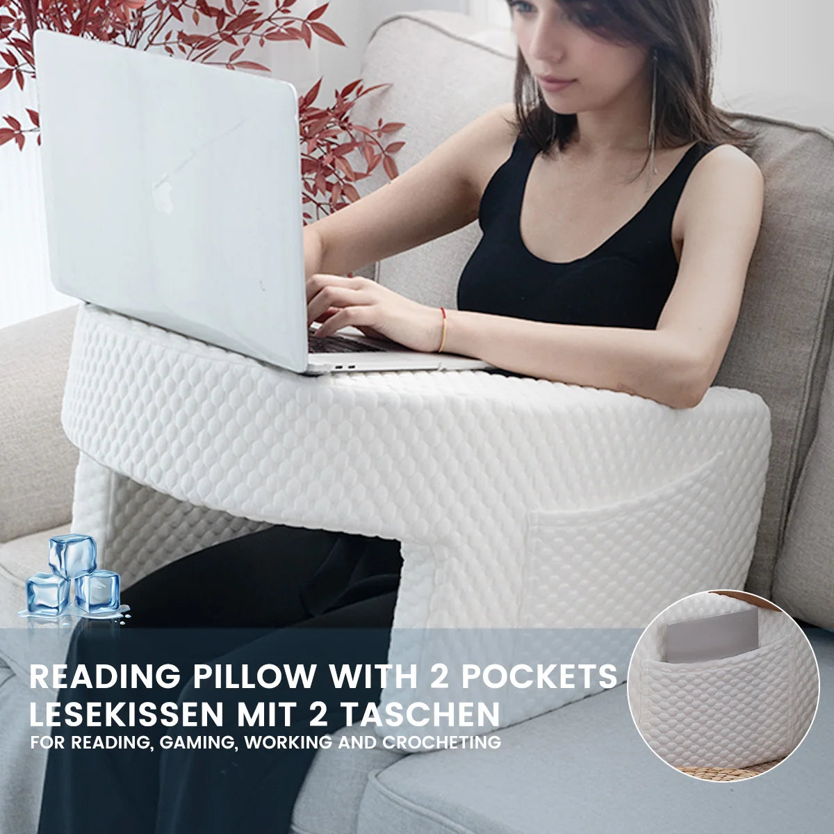 Soft Reading Pillow Arm Rest Lap Desk Pillow for Gaming and Working beunik