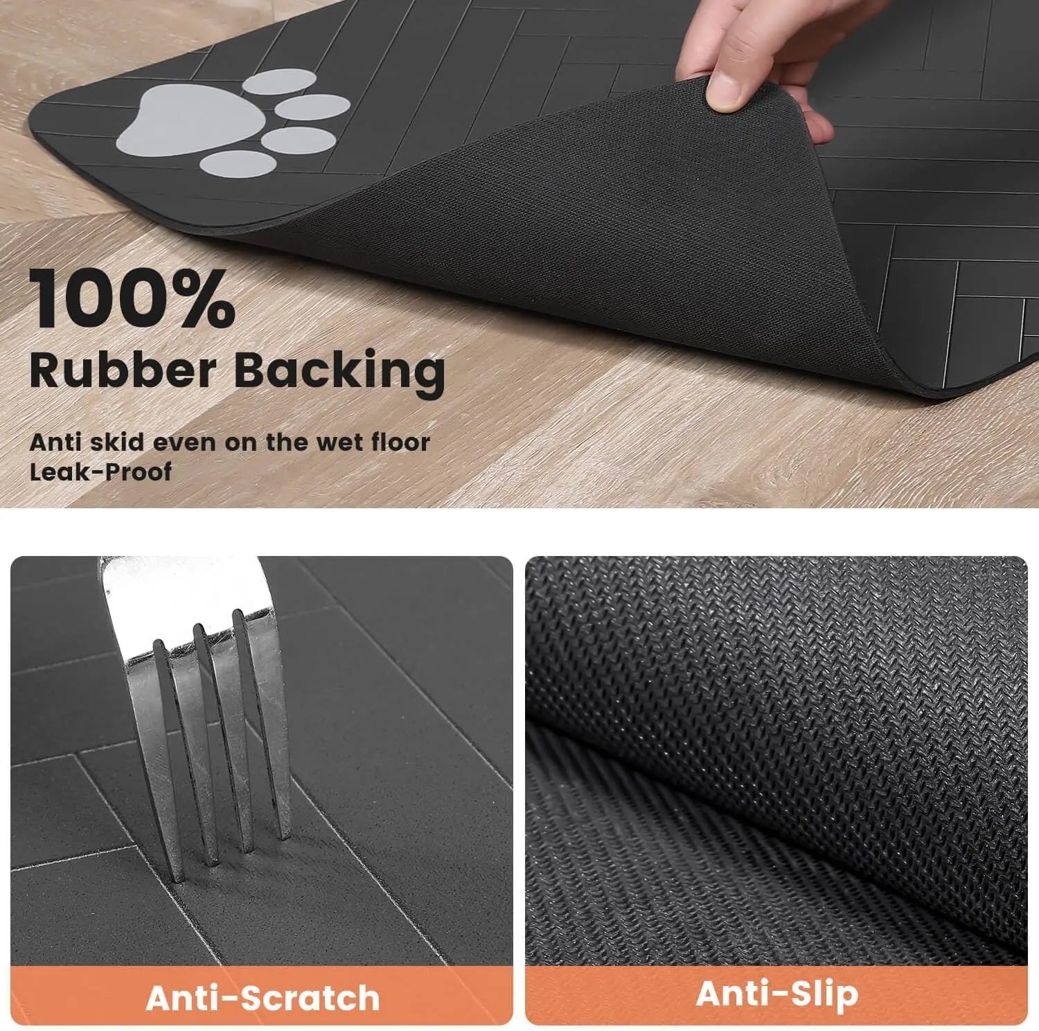 Pet Feeding Mat-Absorbent Pet Placemat for Food and Water Bowl, with Waterproof Rubber Backing beunik