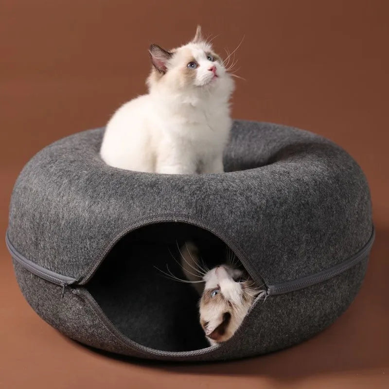 Donut Cat Bed Interactive Tunnel Pet Felt Indoor Toys beunik