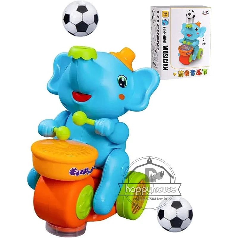 Musical Walking Elephant Drummer Toys for Kids Musical Toy with LED Light Music Sensory Learning Educational Toys beunik