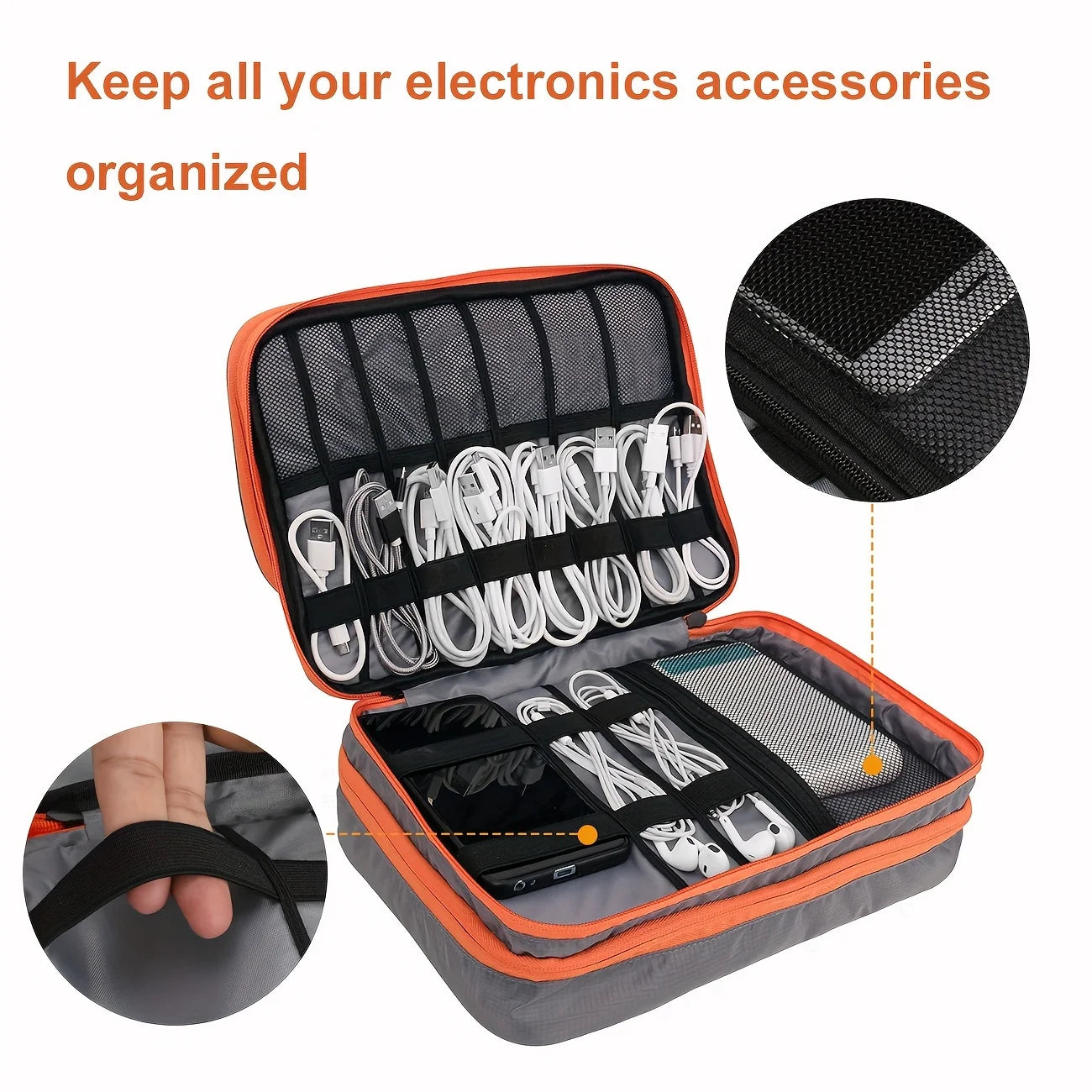 Portable Travel Cable Organizer Case for iPad cable Charger beunik