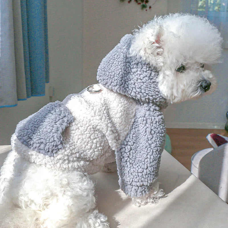 Winter Warm Pet Clothes for Small Dogs Berber Fleece Hooded Sweater with Buckle beunik