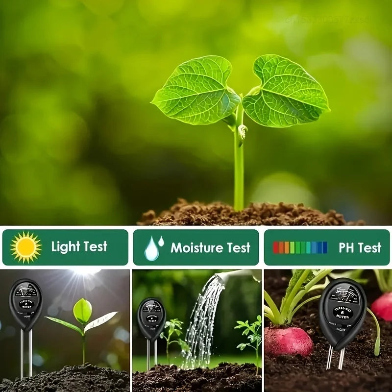 3 in 1 Soil PH Meter Sunlight PH Tester Garden Flowers Soil Moisture Sensor beunik