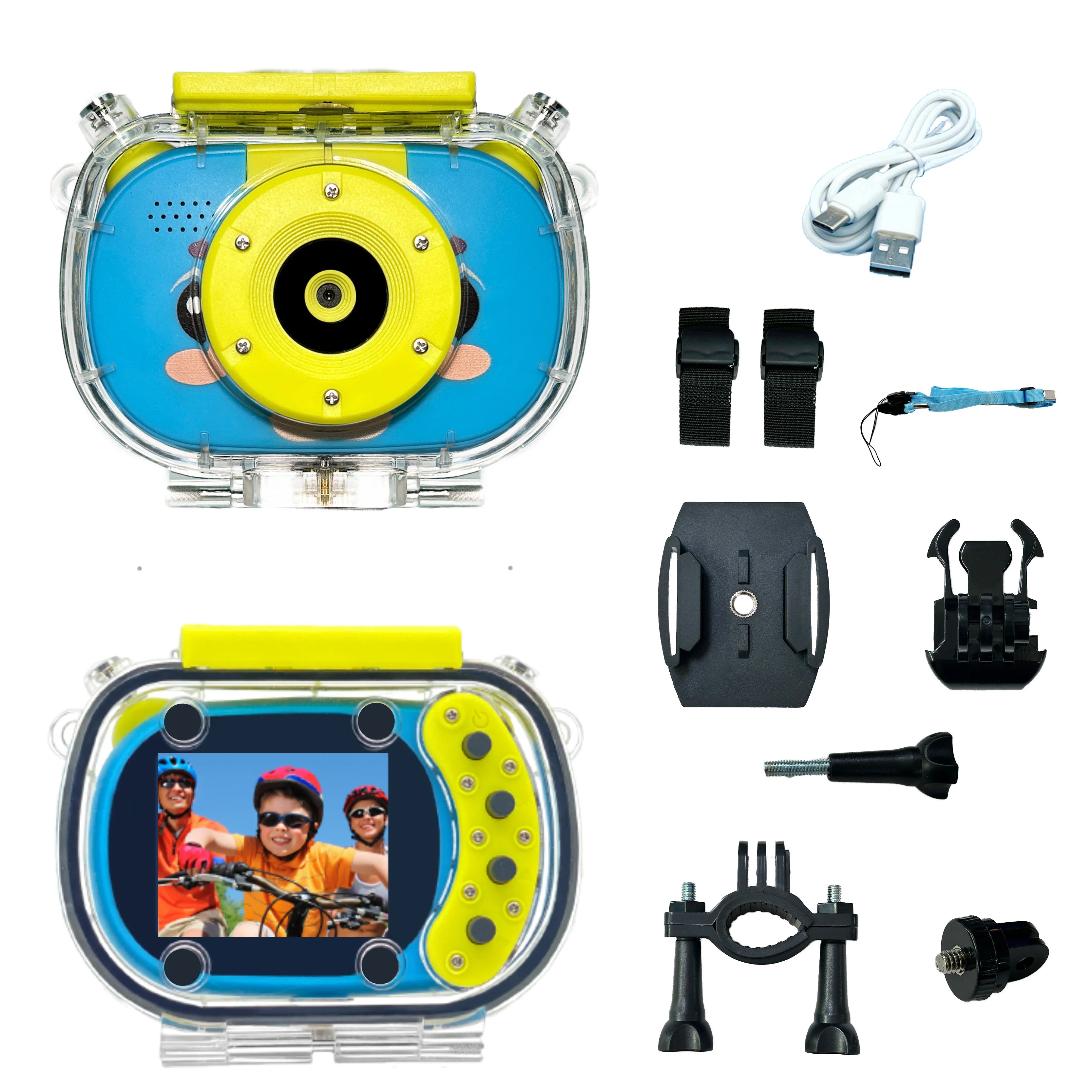 Kids Action Camera with 720HD Screen – Waterproof, Flip Camera, USB Charging, Outdoor Sports Use