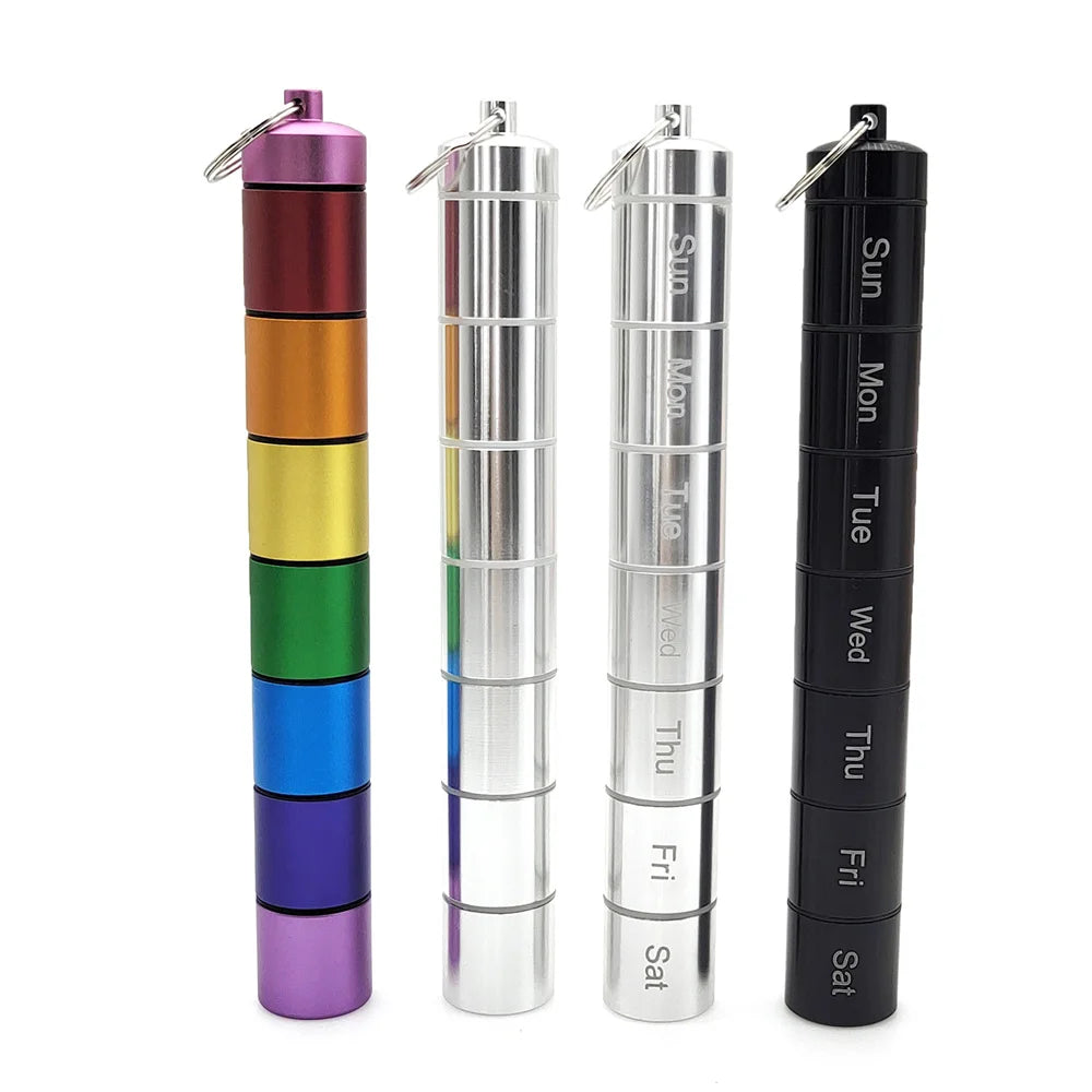 Stackable Aluminium Pill Organizer – 7-Day Travel Case