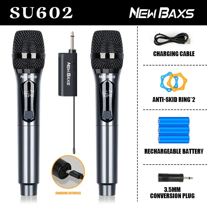 Wireless Microphone 2 Channels UHF Professional Handheld Microphone beunik