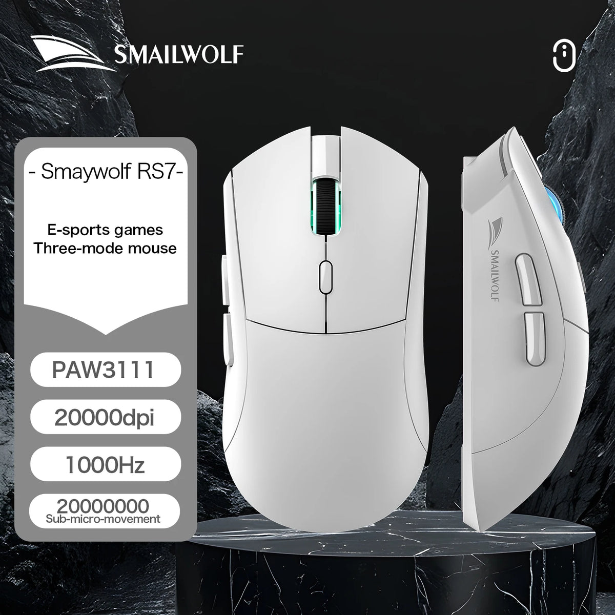 SMAILWOLF RS7 Bluetooth wireless gaming mouse PAW3311 beunik