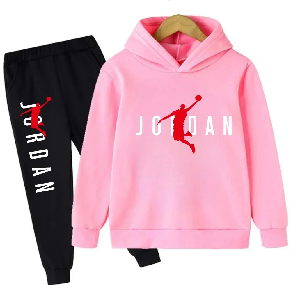 Kids Basketball Print Hoodie and Sweat pants – 2‑Piece Set