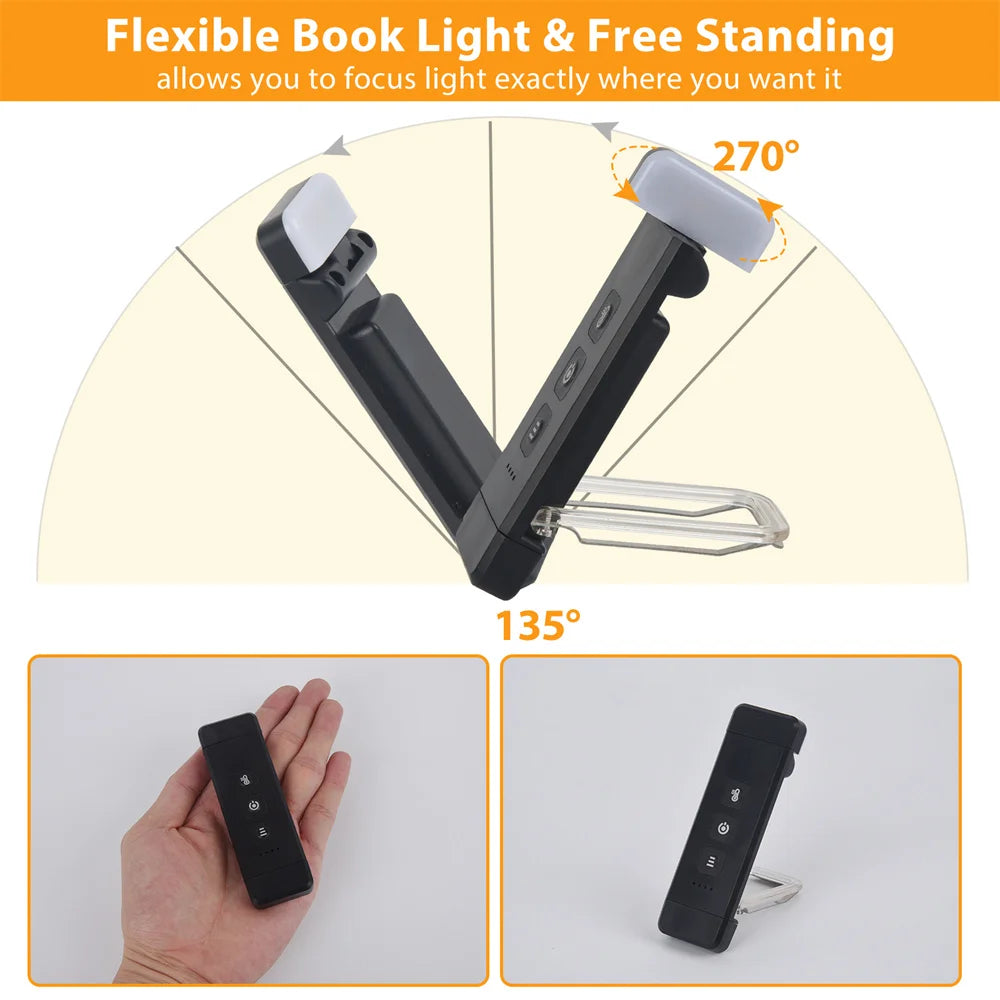 Clip-on Bookmark Book Light With Timer USB Rechargeable